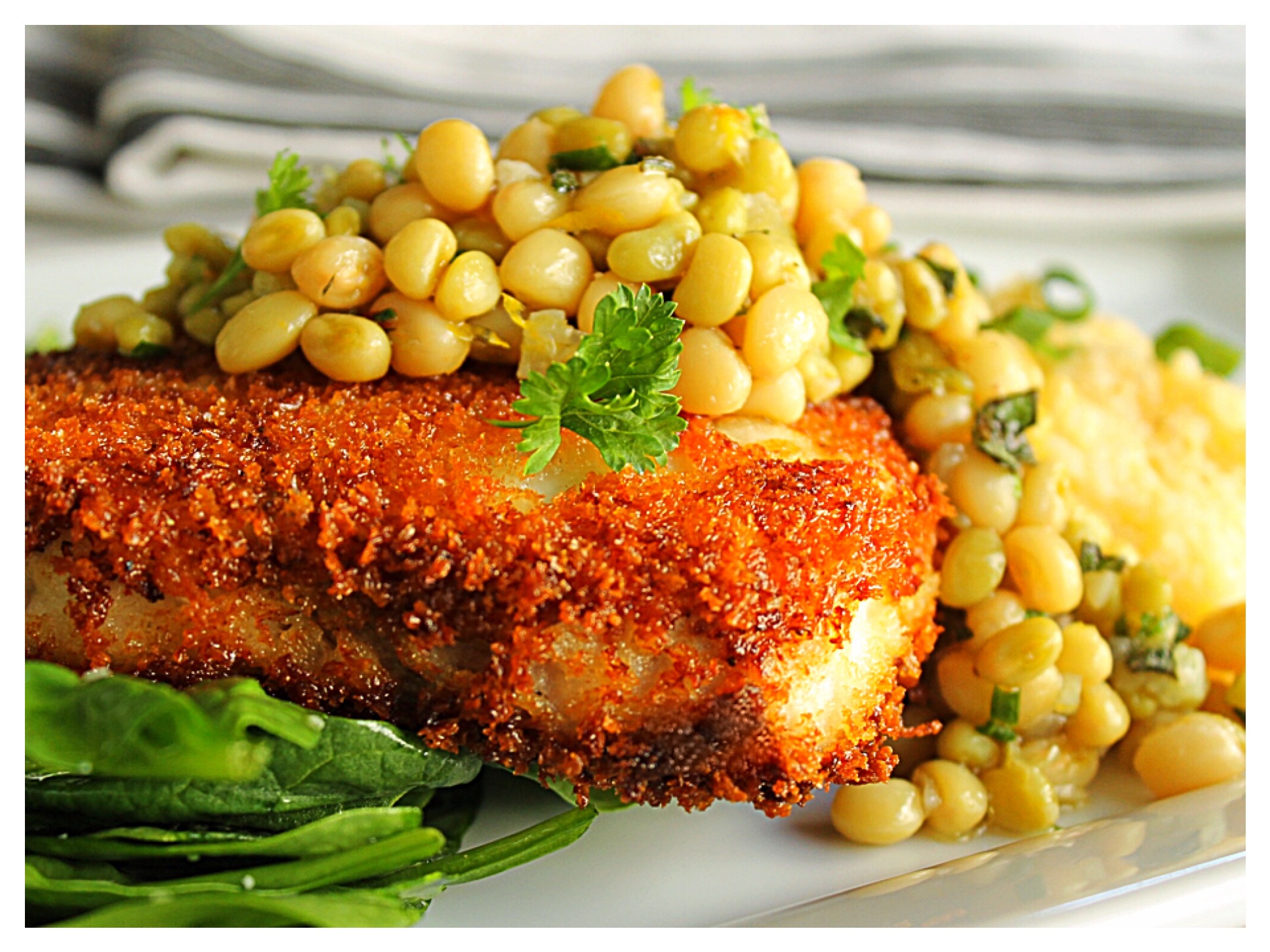 panko-swordfish-with-lady-pea-relish